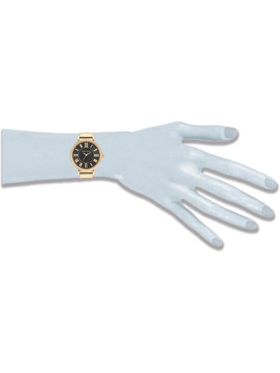Anne Klein Womens Black Gold Analog Japanese Quartz Roman Numeral Bracelet Watch main image 4